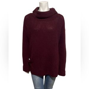 FREE PEOPLE Sidewinder 100% Wool Waffle Knit Oversized Slouchy Chunky Sweater